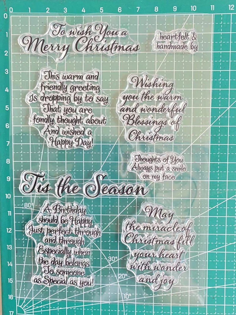 Arbuya Tis Season Merry Christmas Sentiments Sayings Phrase Rubber Clear Stamp/Seal Scrapbook/Photo Decorative Card Making Clear Stamp - Image 2